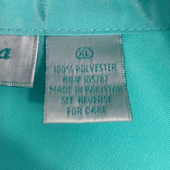 Contessa Di Roma Vintage Tiffany Blue w Pink Roses Tie Front House Robe Size XL - Picture 3 of 10